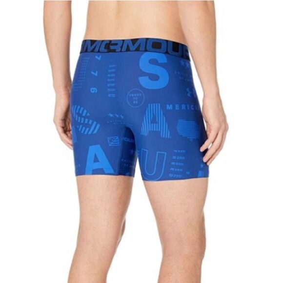 Under Armour Tech 6'' Boxerjock Single Seasonal American Blue/Versa Blue (USA) M - Picture 1 of 4